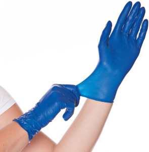 HYGOSTAR Gant en latex Soft Blue, M, sans poudre, bleu