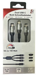 IWH 3-in-1 Ladekabel, USB-A-Lightning + Micro USB + USB-C