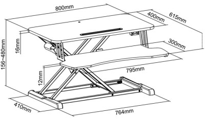 LogiLink Sitz-Steh-Workstation mit Tastaturablage,elektrisch