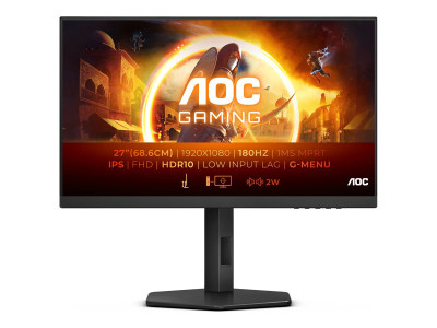 AOC : 27 IPS 1920X1080 180HZ 1MS GTG HDR10 ADAPTIVE SYNC 2HDMIDISPLAY