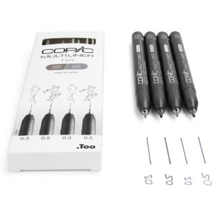 COPIC Feutre fin MULTILINER, gris, set de 4