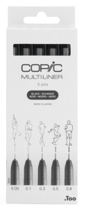 COPIC Feutre fin MULTILINER, noir, set de 5