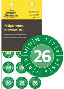 AVERY Zweckform Prüfplaketten, 2024, Vinyl, gelb, 20 mm