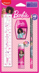 Maped Kit d'écriture Barbie, 4 pièces, sur carte blister