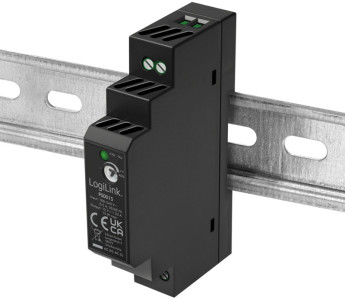 LogiLink Bloc d'alimentation pour rail DIN, 15 W, 12 V, noir