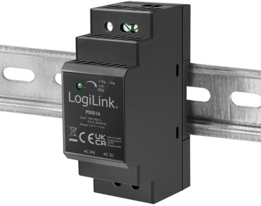 LogiLink Bloc d'alimentation pour rail DIN, 36 W, 24 V, noir