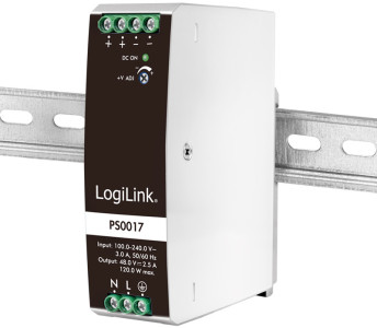 LogiLink Bloc d'alimentation pour rail DIN, 120W, 24V, blanc