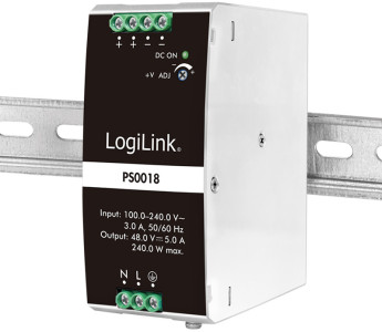 LogiLink Bloc d'alimentation pour rail DIN, 240W, 48V, blanc