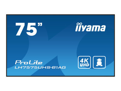 Iiyama : LH7575UHS-B1AG 75IN IPS 4K 500CD/3HDMI/DP/2USB/RJ45/24:7