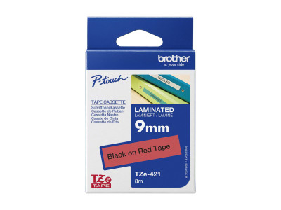 Brother : TZE-421 LAMINATED tape 9MM 8M NOIR/ROUGE