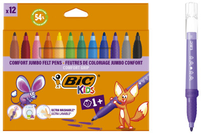 BIC KIDS Feutre Comfort Jumbo, étui en carton de 12