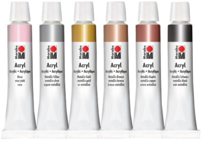 Marabu Set de peinture acrylique SHINY CLASSICS, 6 x 12 ml