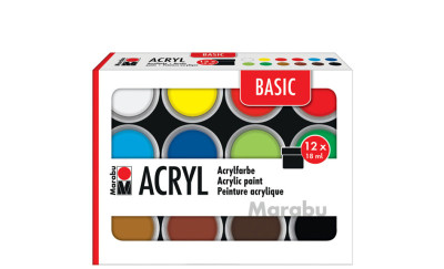 Marabu Set de peinture acrylique BASIC, 12 x 18 ml