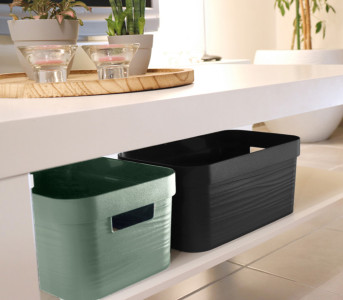 EDA Boîte de rangement STONE, 18 litres, PP, noir