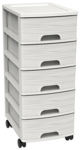 EDA Module de classement STONE, A4, 5 tiroirs, PP, blanc