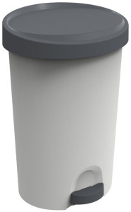 EDA Poubelle à pédale Stepy, 45 litres, PP, gris/anthracite