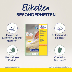 AVERY Zweckform Universal-Etiketten, 63,5 x 29,6 mm, 50+15Bl