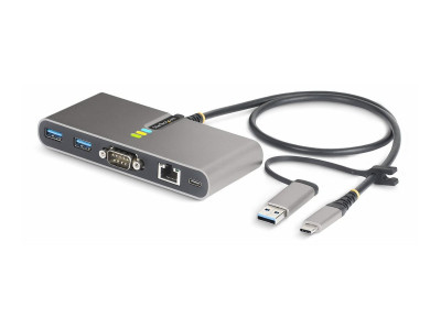 Startech : HUB USB-C A 2 PORTS avec ETHERNET et RS-232 PD 2X USB-A