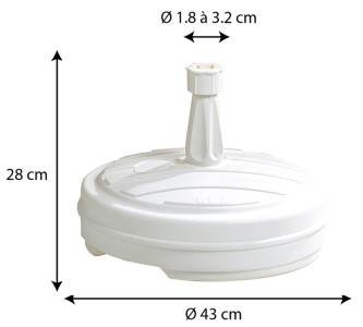 EDA Pied de parasol, plastique, rond, 430 mm, blanc