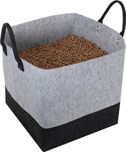 EDA Sac pour granulés de bois, feutre, 60 litres, gris/noir