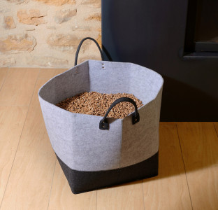 EDA Sac pour granulés de bois, feutre, 60 litres, gris/noir