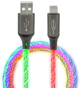 ANSMANN Daten- & Ladekabel mit LEDs, USB-A - USB-C Stecker