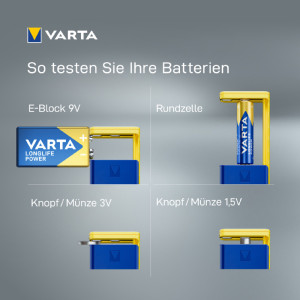 VARTA Testeur de piles, écran LCD, bleu/jaune