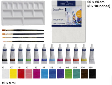 FABER-CASTELL Kit de peinture acrylique, 18 pièces