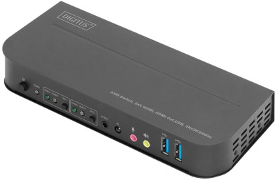 DIGITUS Switch KVM avec hub USB intégré, noir