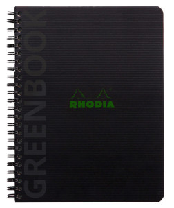 RHODIA Cahier à spirale GREENBOOK, A5+, quadrillé, noir