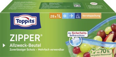 TOPPITS Sachet multi-usage avec zip, 28 x 1 litre