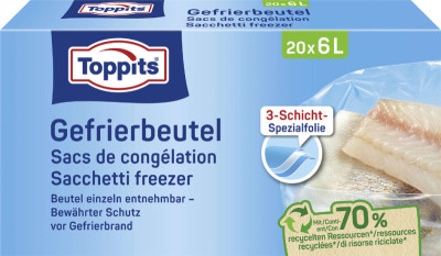 TOPPITS Sachet de congélation, 80 x 2 litres, 220 x 240 mm