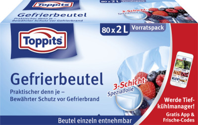 TOPPITS Sachet de congélation, 80 x 2 litres, 220 x 240 mm