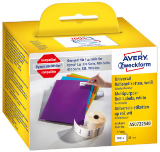 AVERY Zweckform Etiquettes en rouleau, 57 x 32 mm, blanc