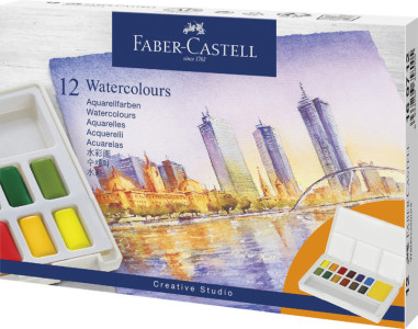 FABER-CASTELL Peinture aquarelle en godets, étui de 12