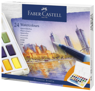 FABER-CASTELL Peinture aquarelle en godets, étui de 12