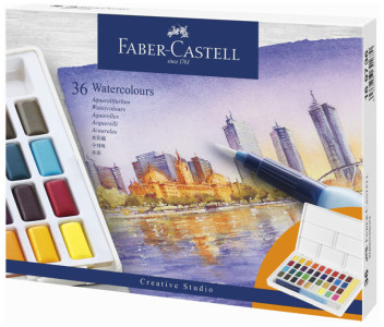 FABER-CASTELL Peinture aquarelle en godets, étui de 12