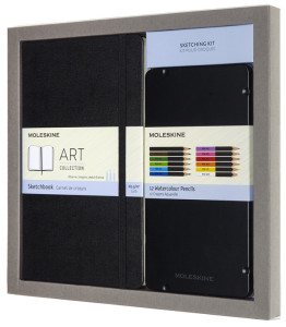 MOLESKINE Kit croquis aquarelle, carnet L/A5 + 12 crayons