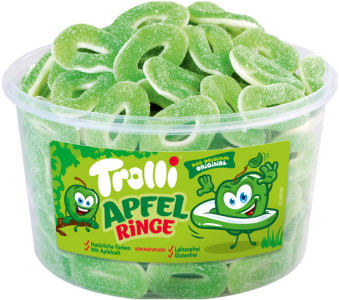 Trolli Fruchtgummi APFELRINGE, 150er Runddose