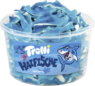 Trolli Fruchtgummi HAIFISCHE, 150er Runddose