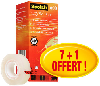 Scotch Ruban adhésif Crystal Clear 600, 19 mm x 33 m, 12+2