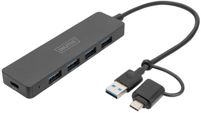 DIGITUS Hub USB 3.0, 4 ports, Slim Line, noir