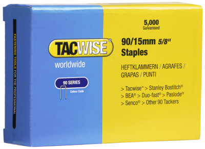 TACWISE Agrafes étroites 90/15 mm galvanisées, 5.000 pièces