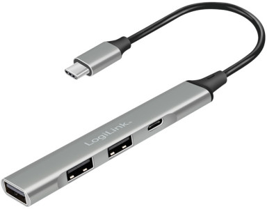 LogiLink Hub USB 3.2 Gen1, 4 ports, boîtier aluminium, gris