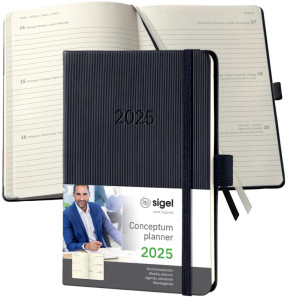 sigel Buchkalender Conceptum 2025, ca. DIN A6, schwarz