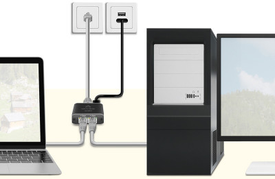 LogiLink Répartiteur Gigabit Ethernet, RJ45/USB-C - 2x RJ45