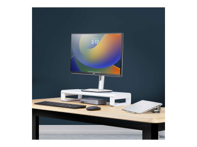 Startech : ERGONOMIC MONITOR RISER STAND - DESKTOP COMPUTER MONITOR SHELF