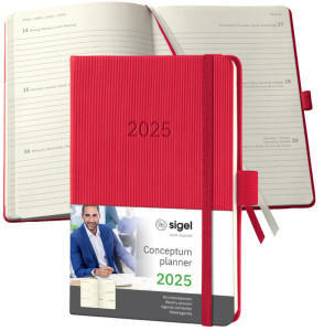 sigel Agenda planning Conceptum 2025, env. A6, noir/rouge