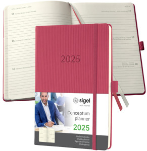 sigel Buchkalender Conceptum 2025, ca. DIN A5, schwarz/rot