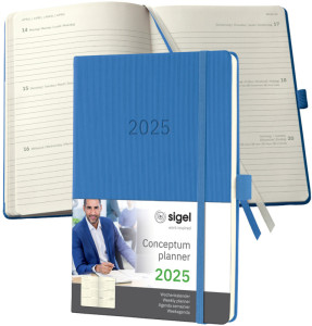 sigel Buchkalender Conceptum 2025, ca. DIN A5, schwarz/rot